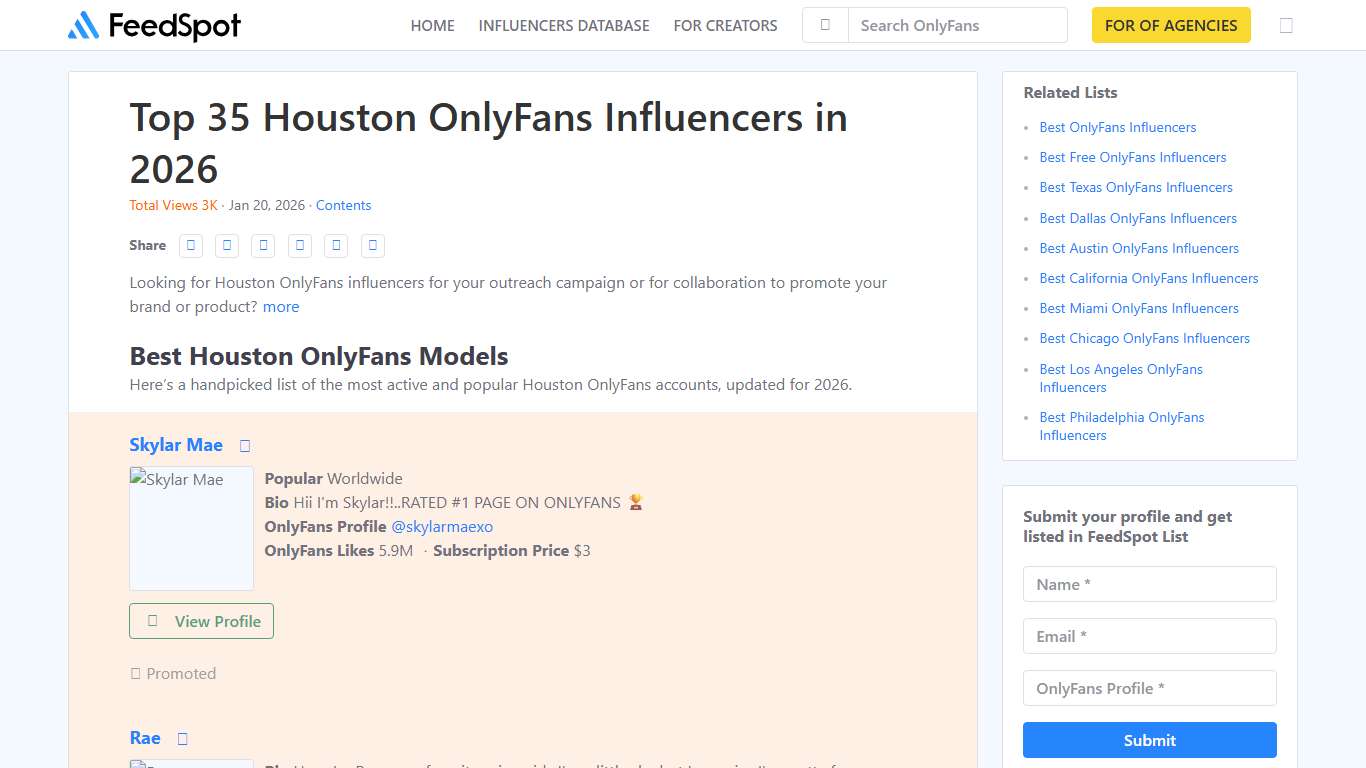 Top 35 Houston OnlyFans Influencers in 2026